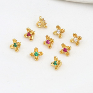 <b>Flower</b> Shape Zircon Pendant DIY Jewelry Accessories 18K Gold Silver Color For <b>Bracelet</b> Necklace Beaded D179 - Product Image 5