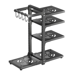 Adjustable Double-Sided Tiered Pot <b>Rack</b> Cabinet Organizer Multi-Function <b>Kitchen</b> Storage 8-11.9in Depth - Product Image 5