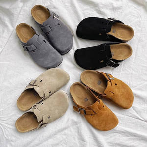 Birkenstocks Sandales plates d'extérieur en daim en cuir véritable pour femmes Mules sabots Doublure de lit en liège Dropshipping disponible - Product Image 5