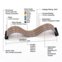 Câble plat flexible Rainbow IDC, assemblage de câbles 2x20 broches, connecteur femelle, fil 28AWG, 10 couleurs, pour électronique DIY Arduino