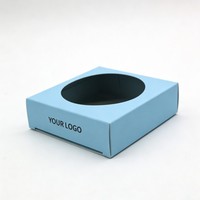 Boîte en carton bleu recyclable, boîte cadeau personnalisée avec logo de marque, boîte pliable avec fenêtre, emballage alimentaire pour biscuits