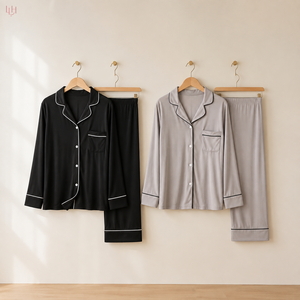 Esclusivo Pigiama in Seta Morbido e Caldo a Maniche Lunghe per Autunno e Inverno, Set Due Pezzi Plus Size per Relax Notturno - Product Image 4