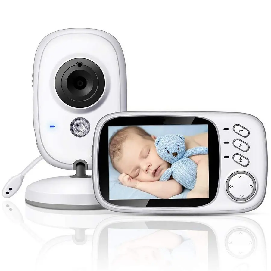 Monitor de bebê sem fio de alta qualidade LCD de 3,2" com visor de temperatura e retorno de conversação de 2 vias