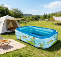 Grande piscine gonflable rectangulaire d'extérieur pour nouveau-nés et bébés, en PVC, pour la plage et la baignade