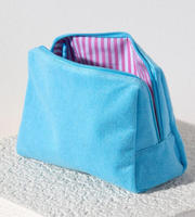 Pochette surdimensionnée personnalisée en tissu éponge nuage, grande trousse de maquillage triangulaire à fermeture éclair, pochette de voyage esthétique