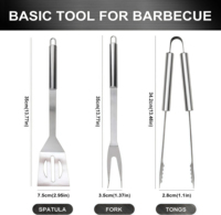 Ensemble d'outils de barbecue en acier inoxydable 7 pièces, kit d'ustensiles de grill portables avec sac Oxford - Accessoires de barbecue pour le camping en plein air