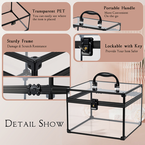 Transparent Large Capacity Makeup Case Portable Crown Pageants <strong>Vanity</strong> <strong>Box</strong> with Clear Acrylic Travel Cosmetic Case Organizer Lock - Product Image 5