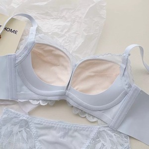 Women's Pink Lace <b>Sexy</b> Lingerie <b>Set</b> With Ruffle Trim And Chest Pad 2 Pieces - Product Image 4