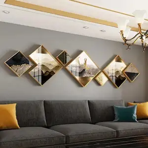 Huamiao Luxury Scenery Painting Framed Wall Picture Beautiful Wall Art Crystal Porcelain Painting