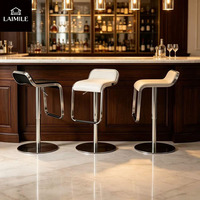 Tabouret de bar cantilever moderne en cuir PU, réglable en hauteur, avec structure en métal chromé, pour comptoir de cuisine, bar, hôtel et projets professionnels