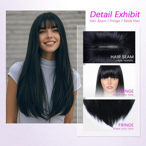 Peluca de seda de alta densidad 2026 con flequillo suave, cabello largo y liso, malla elástica cómoda, resistente a altas temperaturas, con diadema, OEM/ODM - Product Image 6