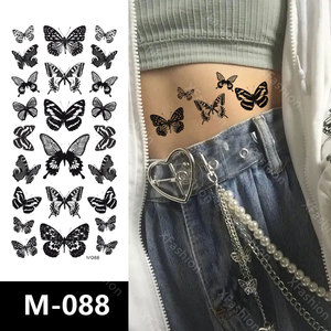 3D mariposa flor de loto sexy chica cuerpo personalizado pigmento transferencia de agua temporal mehndi puntadas sexy espalda baja tatuaje pegatinas - Product Image 4