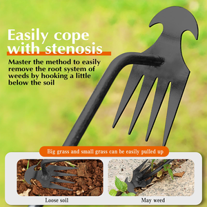Outil de désherbage de jardin, outil d'arrachage des mauvaises herbes, outil de désherbage à 4 dents en acier au manganèse pour jardin potager - Product Image 5