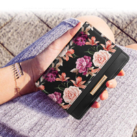 Porte-passeport de voyage avec Logo personnalisé, couverture de porte-passeport avec fleurs mignonnes en or Rose avec bande élastique pour femmes