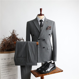 2025 abiti da uomo di alta qualità Slim Fit <span class=keywords><strong>grigio</strong></span> tailleur alto <span class=keywords><strong>doppiopetto</strong></span> professionale <span class=keywords><strong>abito</strong></span> Casual da uomo abiti da sposa - Product Image 1