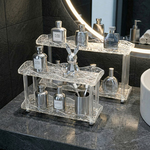 Acrylic Storage Rack 60X70cm 2 Tier Freestanding For Bathroom Cosmetics Personal Care Products - Product Image 1
