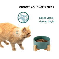 Ciotola per Animali Domestici in Ceramica Personalizzata Shamitao con Logo in Rilievo, Supporto Ecologico in Bambù Antiscivolo, Ciotola 3-in-1 per Cani e Gatti, Vendita all'Ingrosso in Varie Misure e Colori