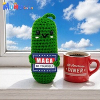 Boneka Amigurumi Rajutan Tangan Custom OEM dengan Kartu, Hadiah Positif Lucu untuk Acara Perusahaan dan Souvenir Pesta