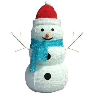 24" USB 8-function Timer Remote Control 33pcs LED Light White Comfort Velvet Snowman