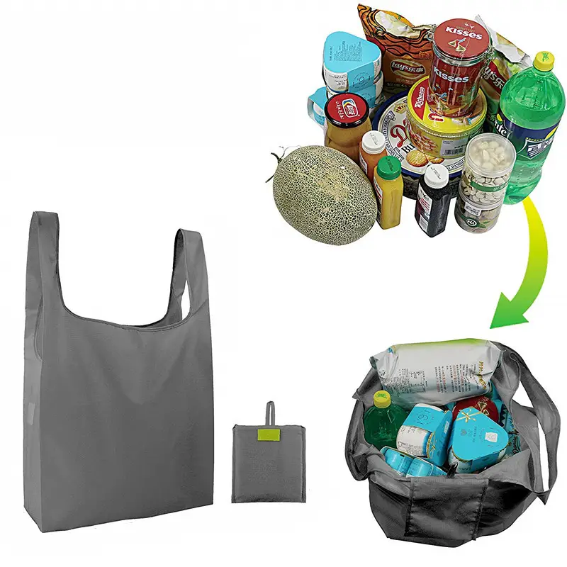 Bolsas de supermercado reutilizables con bolsa adjunta Bolsa pequeña plegable lavable de gran capacidad Fácil de llevar al hombro o a mano con asas