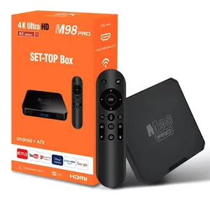 Gaxever M98Pro tv box pintar ATV, kotak TV Android 10.0 H313 64GB HD 4K 3D Dual WiFi 2.4G 5G BT 4.1 pemutar suara Remote H.265 Iptv