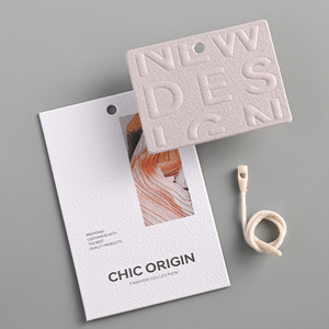 Tùy chỉnh giấy treo thẻ hàng may mặc quần áo biểu tượng tùy chỉnh in ấn thẻ Debossed giấy hangtags màu be - Product Image 5