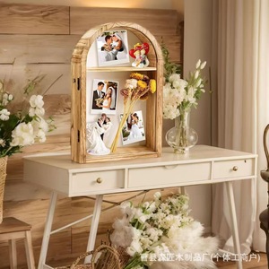Wooden Arched Display Box Solid Wood <b>Framed</b> Photo Dried Flowers Storage Indoor Decor - Product Image 1