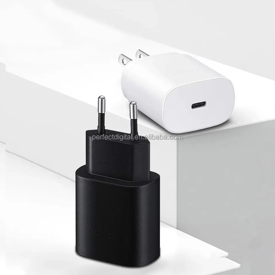 Cargador súper rápido, adaptador PD de 25W, tipo C, enchufe de la UE y Reino Unido, cargador de teléfono, adaptador de cargador USB C para Samsung S23 S24 S22 S21S20