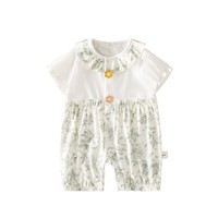 Mono de Verano para Bebés Niñas, con Estampado Floral, de Algodón Suave y Transpirable, de Manga Corta, para Gatear