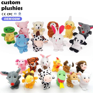 Juego de Marionetas de Dedo de Peluche Personalizadas al por Mayor, Varios <span class=keywords><strong>Animales</strong></span> de Peluche Suaves para Niños - Product Image 1