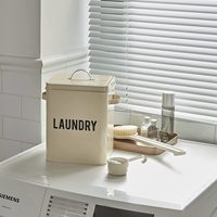 Conteneur de stockage de poudre de détergent à lessive en métal enduit de poudre, boîte en étain de poudre de lavage, organisateur de stockage de linge avec pelle