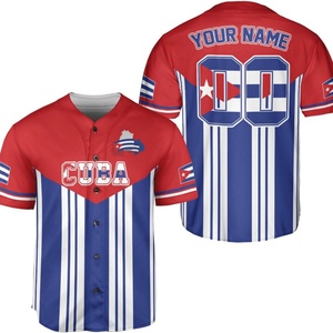Camiseta de Béisbol de Cuba Personalizada con Logotipo, Bandera de Cuba, Camiseta Cubana Unisex de Manga Corta, Spandex/Algodón, Absorbe la Humedad, Anti-UV - Product Image 2
