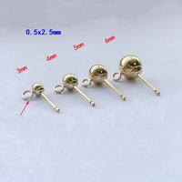 Boucles d'oreilles classiques en or rempli 14KGF, perles rondes, accessoires DIY, vente en gros