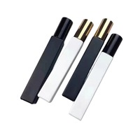 Flacon pulvérisateur rectangulaire en verre noir écologique, mini flacon de parfum, diffuseur à bâtonnets, 100 pièces MOQ, 10 ml, vide et rechargeable