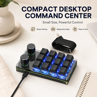 SIKAI 12-Tombol 2 Kenop Putar Nirkabel Macro Pad BT 2.4G USB-C RGB Pengontrol Pintasan yang Dapat Diprogram untuk Pengeditan Desain Pemrograman