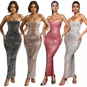 Populaire chaud diamant brillant <span class=keywords><strong>longue</strong></span> <span class=keywords><strong>robe</strong></span> sans bretelles Bandeau vêtements pour femmes <span class=keywords><strong>robe</strong></span> hors épaule taille mince robes pour les filles - Product Image 5