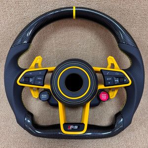 Volante de coche de fibra de carbono de alto rendimiento para VW Passat B7 con puntada amarilla y paletas <span class=keywords><strong>Lambo</strong></span> volante personalizado - Product Image 1