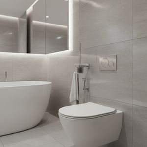 MIRA-S Kamalu porta scopino bagno a parete in acciaio satinato e vetro opaco per uso domestico o alberghiero - Product Image 3