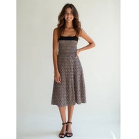Robe Courte Smockée en Coton Pur Tissé, Fourniture Directe Usine, pour Femme, Décontractée, Été, Bohème, Plage, Fête, Écologique, Respirante, Coupe Trapèze