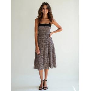 Robe midi smockée en pur coton pour femme, style décontracté, bohème, pour l'été et les fêtes, disponible à la vente – Direct usine - Product Image 1