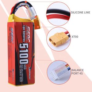 แบตเตอรี่ SUNPADOW 4S Lipo สำหรับเครื่องบินบังคับวิทยุ เฮลิคอปเตอร์ โดรน FPV ควอดคอปเตอร์ ความจุ 5100mAh 14.8V 70C พร้อมหัวต่อ XT90 สำหรับแบตเตอรี่ 8S - Product Image 3