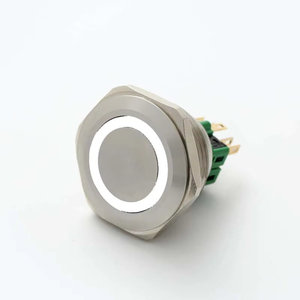Elewind 28mm thép không gỉ Vòng chiếu sáng đẩy nút Thiết bị chuyển mạch 1no1nc tạm thời nút (PM281F-11E/g/12 v/s) - Product Image 2