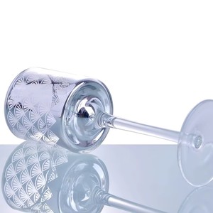 Candelabros de Vidrio Decorativos con Calcomanías Plateadas al por Mayor, Portavelas de Cristal <span class=keywords><strong>Baratos</strong></span> y Frascos de Cristal para Velas para Decoración del Hogar - Product Image 3