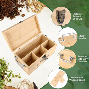 Caja de Almacenamiento de Semillas de Bambú al por Mayor, Organizador de Paquetes de Semillas de Jardín, Caja de Madera con Compartimentos y Asas de Metal - Product Image 6