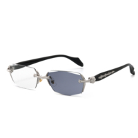Lunettes de soleil photochromiques Y2K sans monture, en métal, légères, artisanales, tendance rétro, luxe, verres transparents en PC