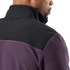 Sweat-shirt à col zippé en polaire pour homme, couleur prune, à blocs de couleurs, manches longues, chaud, pour le sport et les activités de plein air - Product Image 6