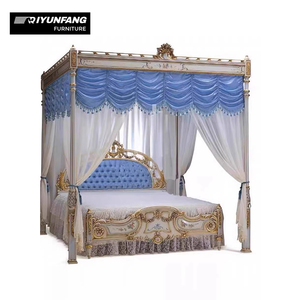 <span class=keywords><strong>Letto</strong></span> Matrimoniale di Lusso in Legno di Betulla Massello Intagliato a Mano con Finiture Dorate, <span class=keywords><strong>Letto</strong></span> Nuziale Imperiale di Alta Gamma - Product Image 5