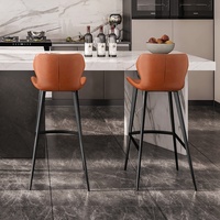 En stock - Tabouret de bar moderne en cuir véritable personnalisable, tabouret haut luxueux pour la maison, table d'îlot