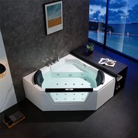 Baignoire d'angle autoportante en acrylique à bulles avec 22 jets de massage à remous pour usage extérieur