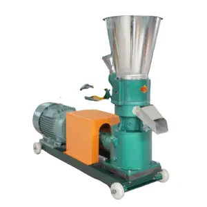 Máquina de fabricación de pellets de forraje de troquel plano diésel peletizadora de pellets de hierba para alimentación animal a la venta
